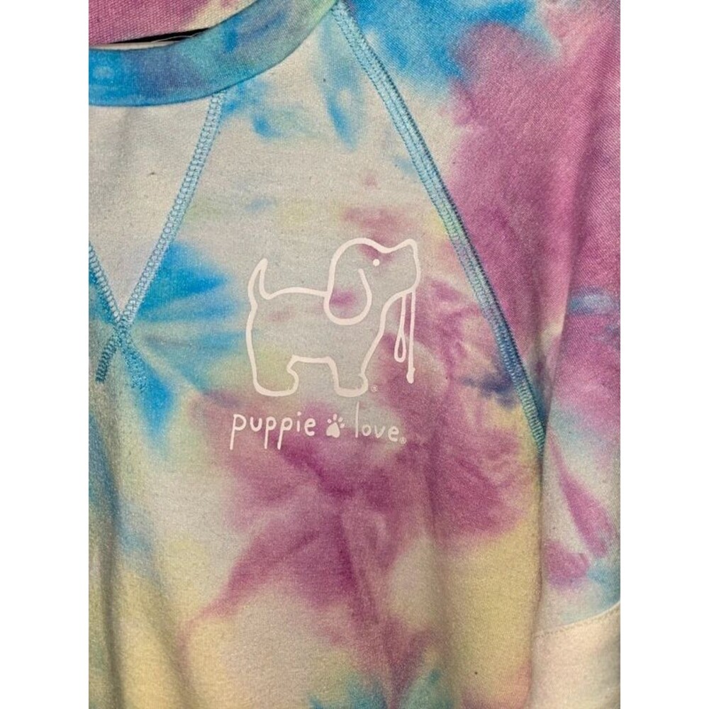 Puppie Love Pastel Tie Dye Crewneck Pullover Long Sleeve Top - Size S
